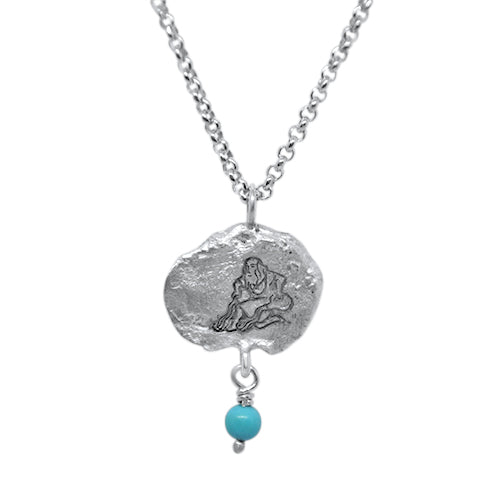 zodiac aquarius silver necklace