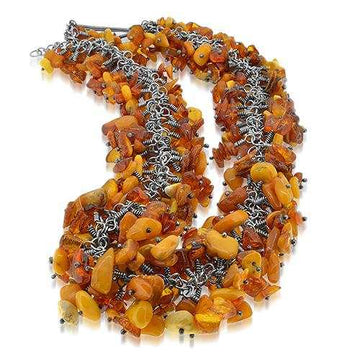 Lesunja Sunshine Amber Silver Necklace, handmade fine jewellery from Switzerland