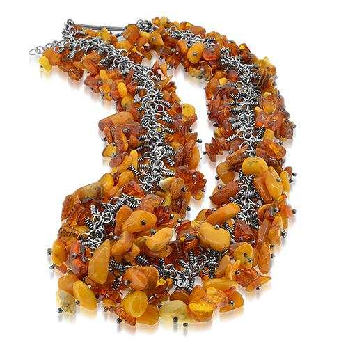 Lesunja Sunshine Amber Silver Necklace, handmade fine jewellery from Switzerland