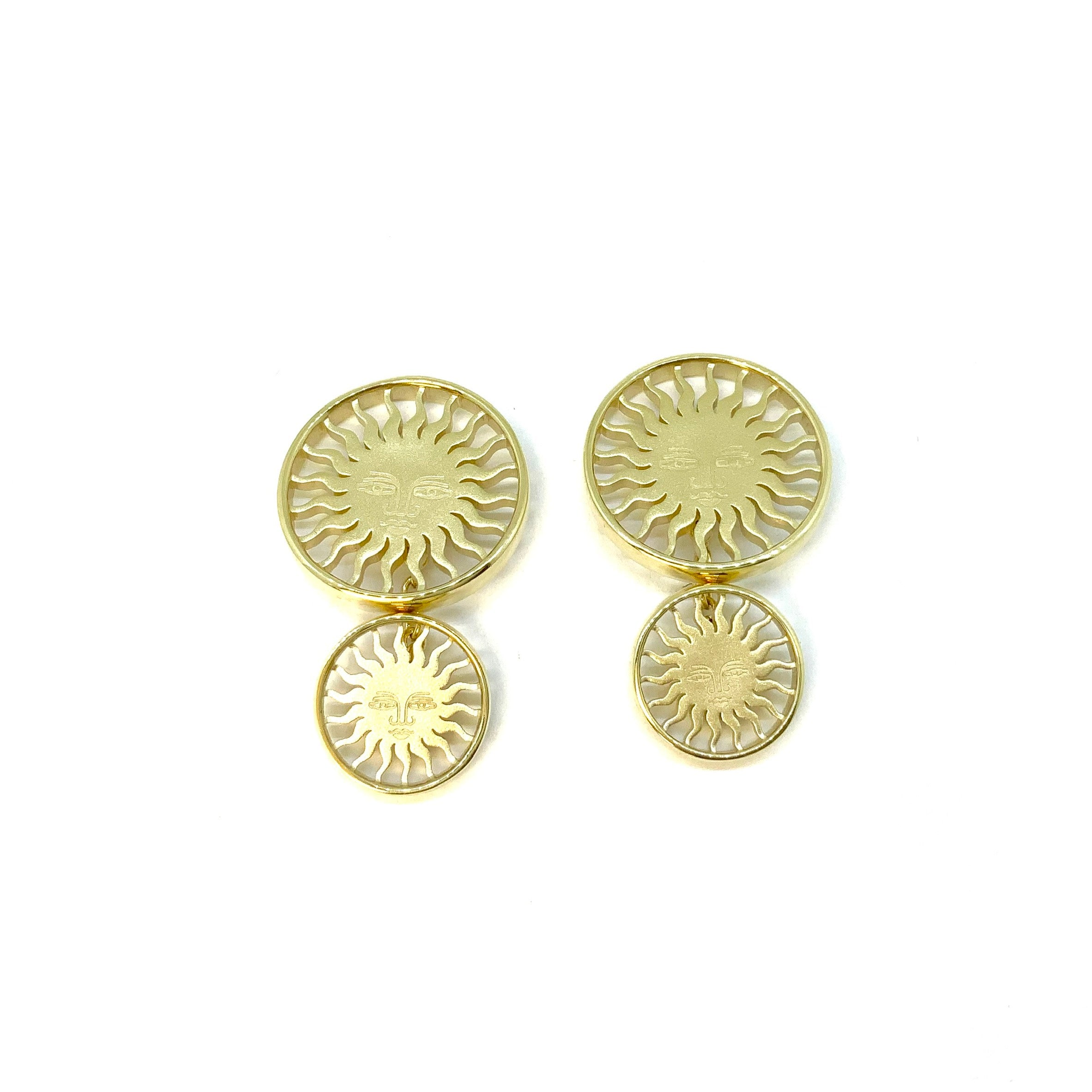 sun cufflinks yellow gold