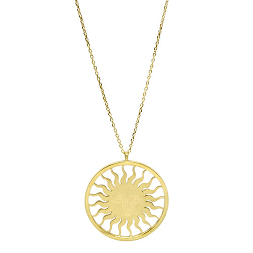 sun large yellow gold necklace